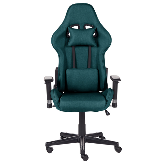 Sedia da ufficio ergonomica in tessuto con braccioli regolabili di colore verde poltrona gaming stile moderno