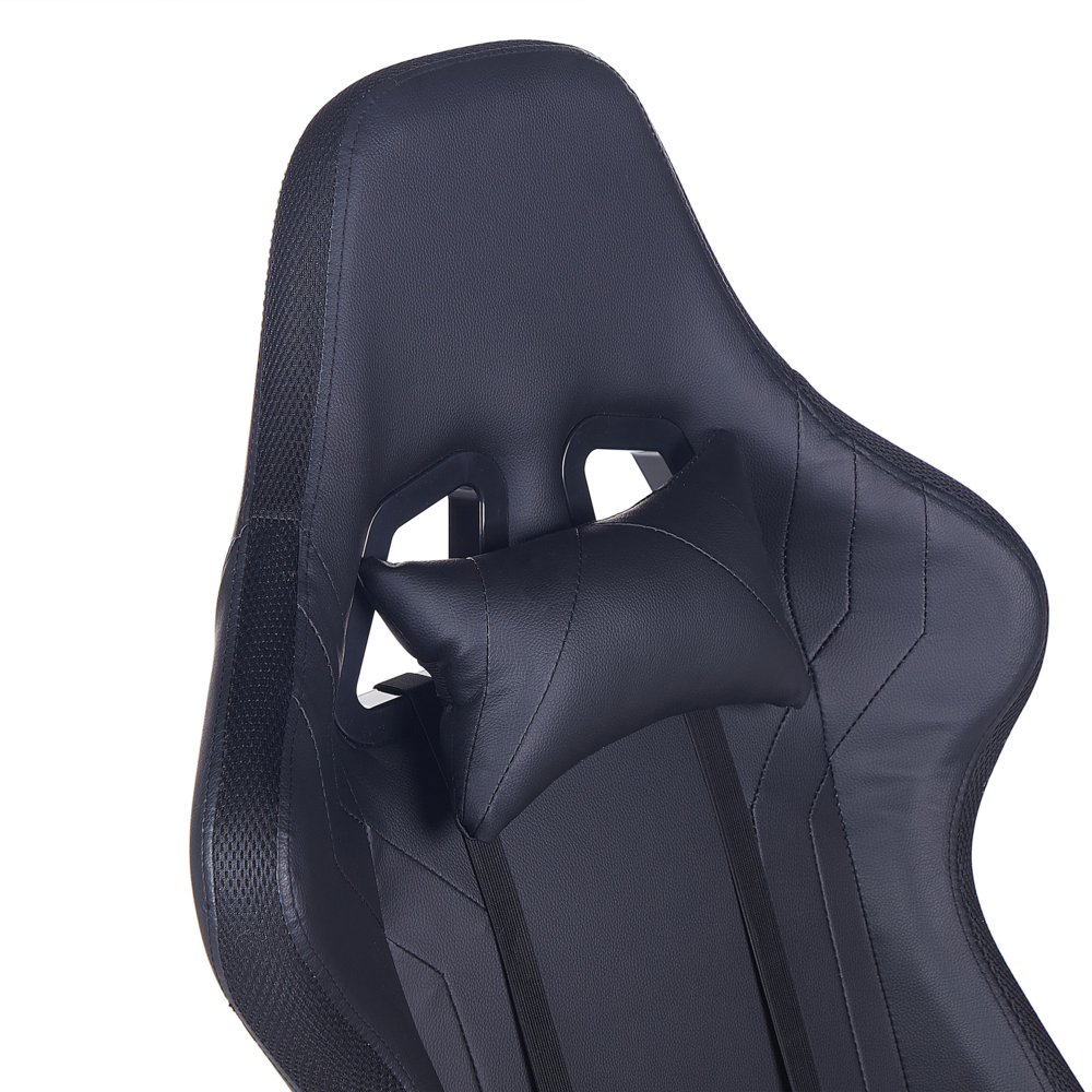 Sedia da gaming con braccioli e LED in ecopelle di colore nero da ufficio altezza regolabile moderno