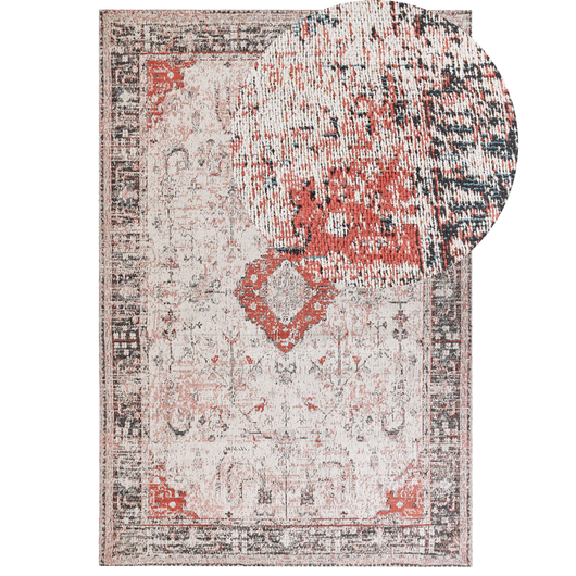 Tappeto di cotone di colore rosso beige 160 x 230 cm stile orientale soggiorno camera da letto