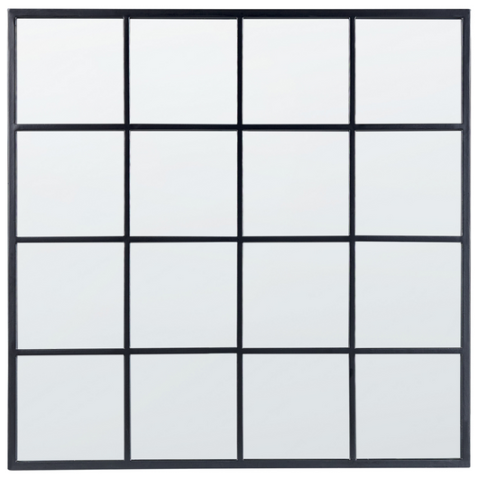 Specchio da parete a forma di finestra quadrata con struttura in metallo di colore nero 78 x 78 cm stile moderno industriale