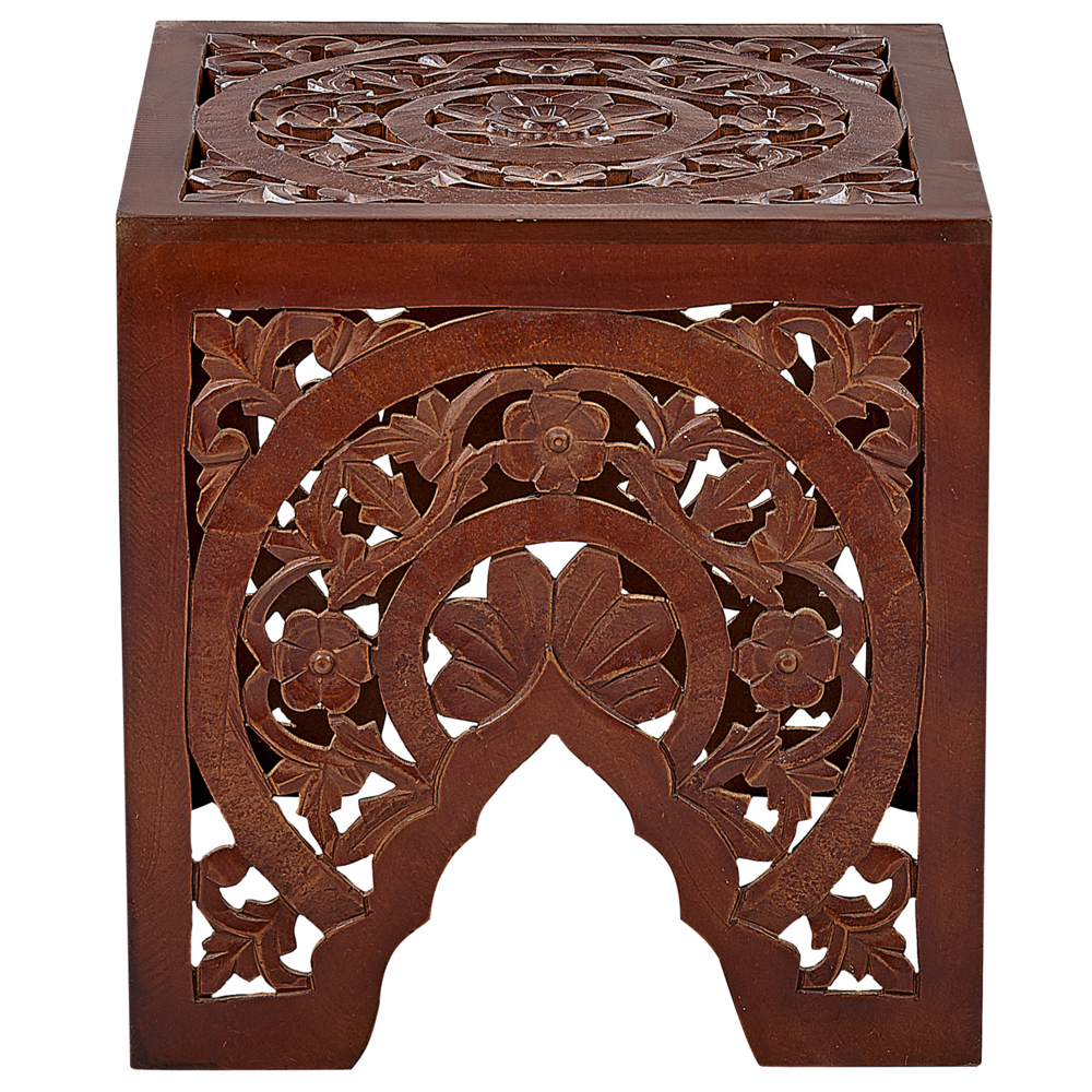 Set di 2 tavolini in legno scuro MDF con motivo orientale soggiorno camera da letto