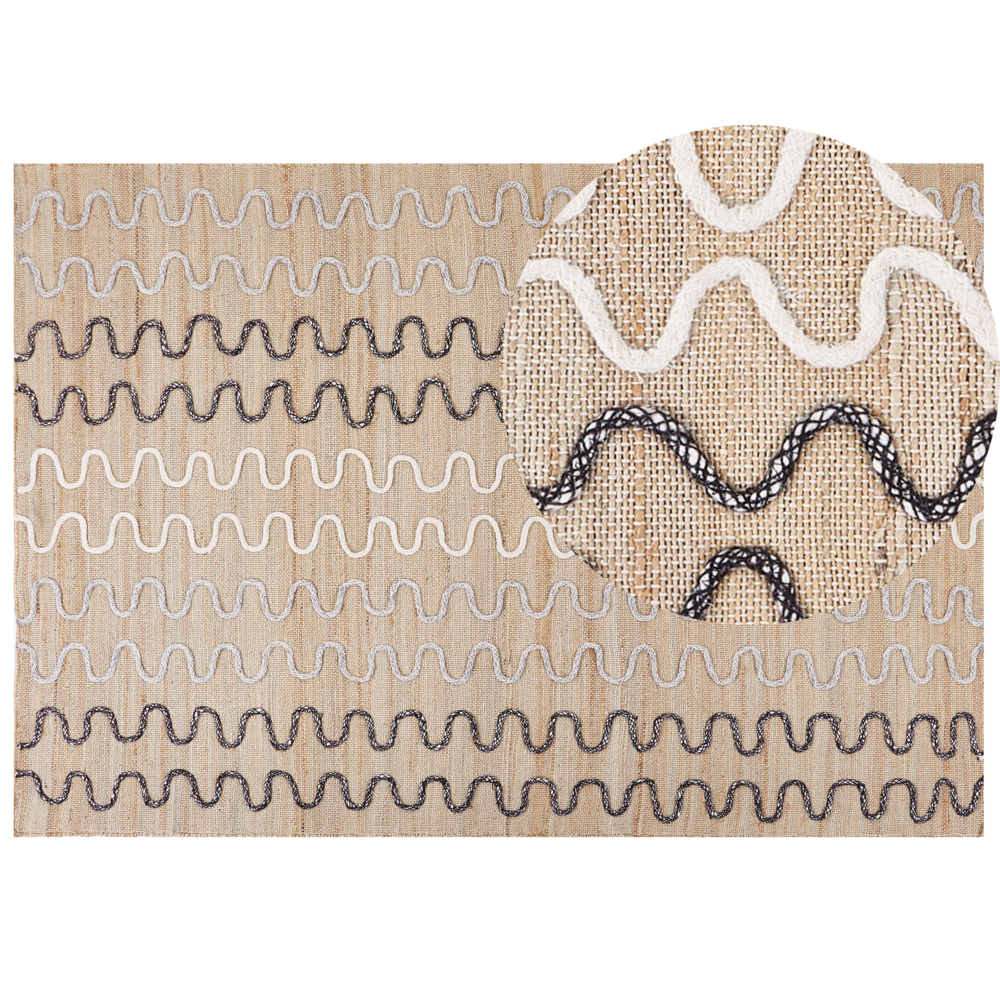 Tappeto Area Beige Juta Motivo geometrico 160 x 230 cm Rustico Boho