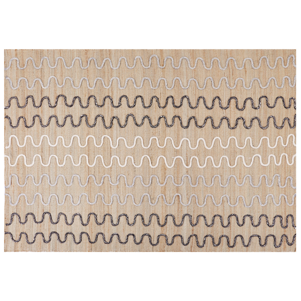Tappeto Area Beige Juta Motivo geometrico 160 x 230 cm Rustico Boho