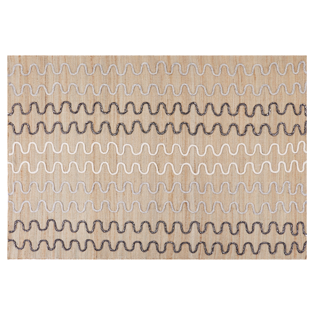 Tappeto Area Beige Juta Motivo geometrico 140 x 200 cm Rustico Boho