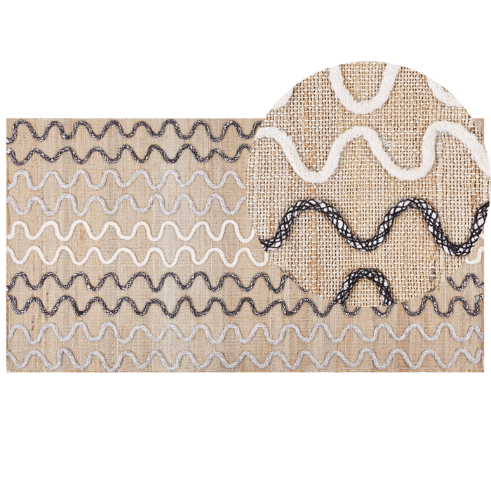 Tappeto Area Beige Juta Motivo geometrico 80 x 150 cm Rustico Boho