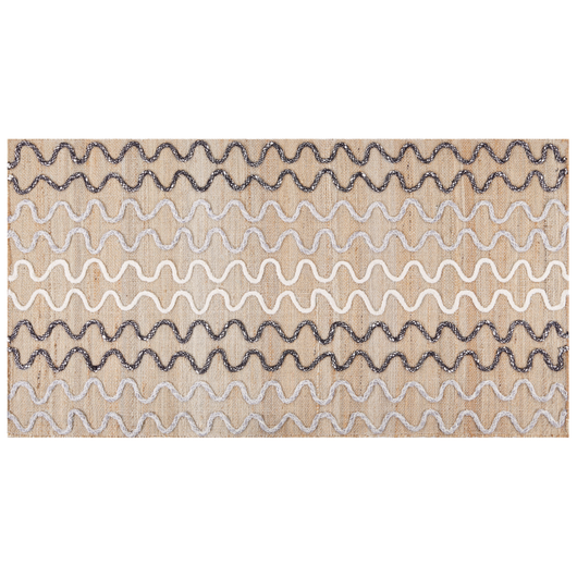 Tappeto Area Beige Juta Motivo geometrico 80 x 150 cm Rustico Boho