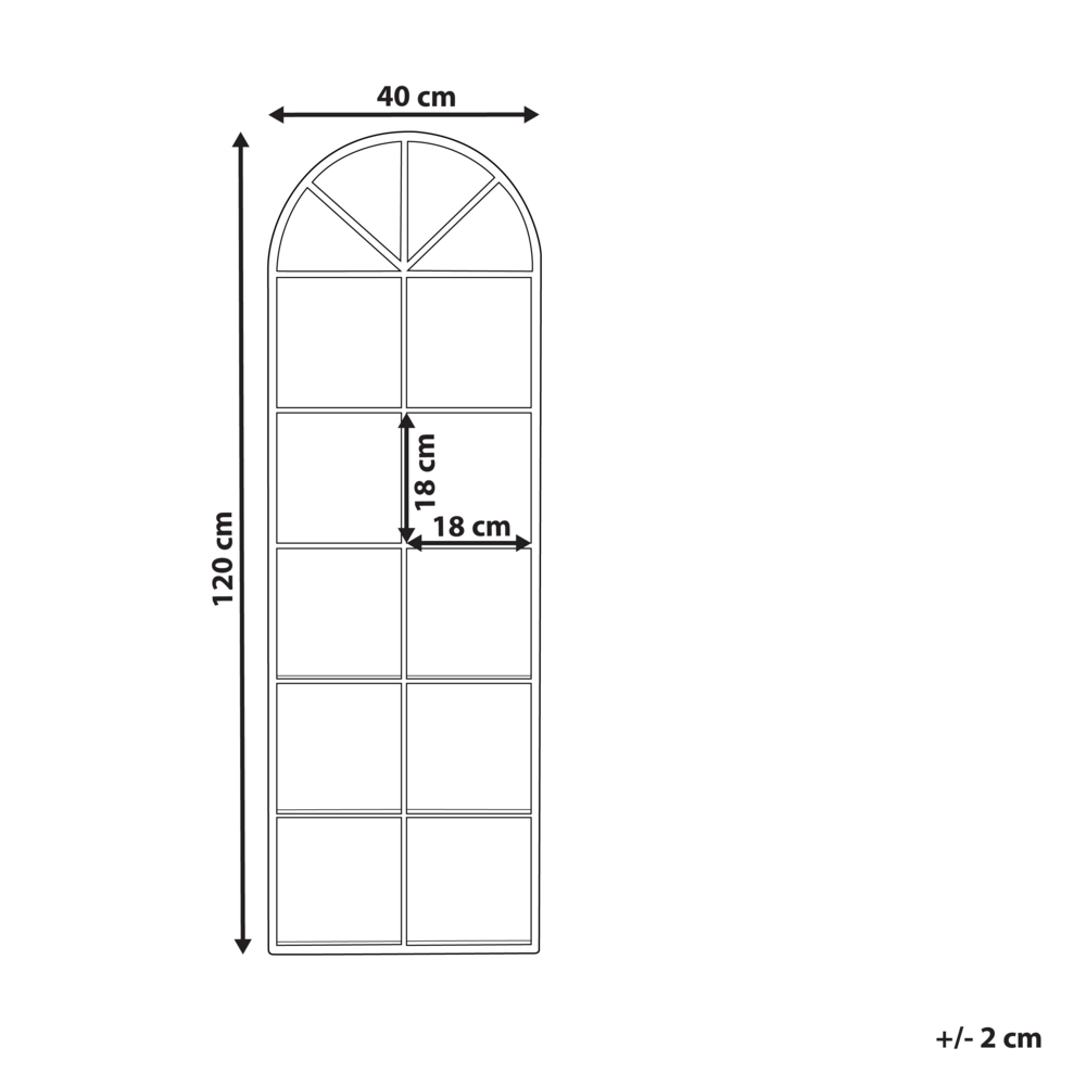Specchio da parete a forma di finestra con struttura in metallo di colore nero 40 x 120 cm stile moderno industriale
