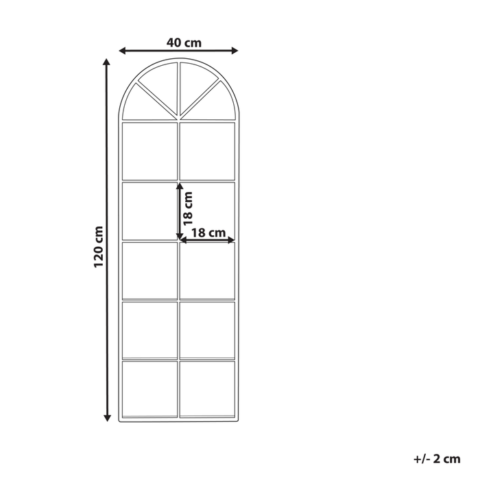 Specchio da parete a forma di finestra con struttura in metallo di colore nero 40 x 120 cm stile moderno industriale