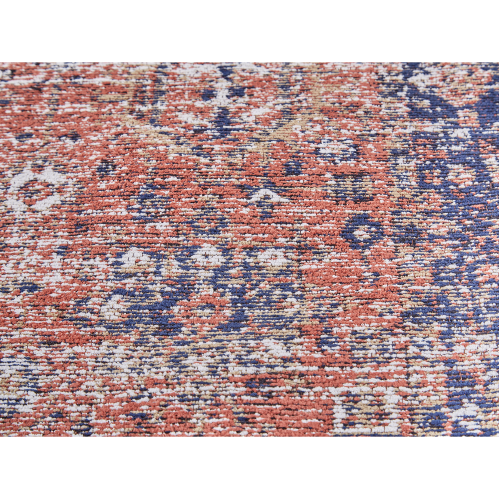 Tappeto lungo in cotone rosso e blu 80 x 300 cm con effetto invecchiato stile orientale ingresso soggiorno