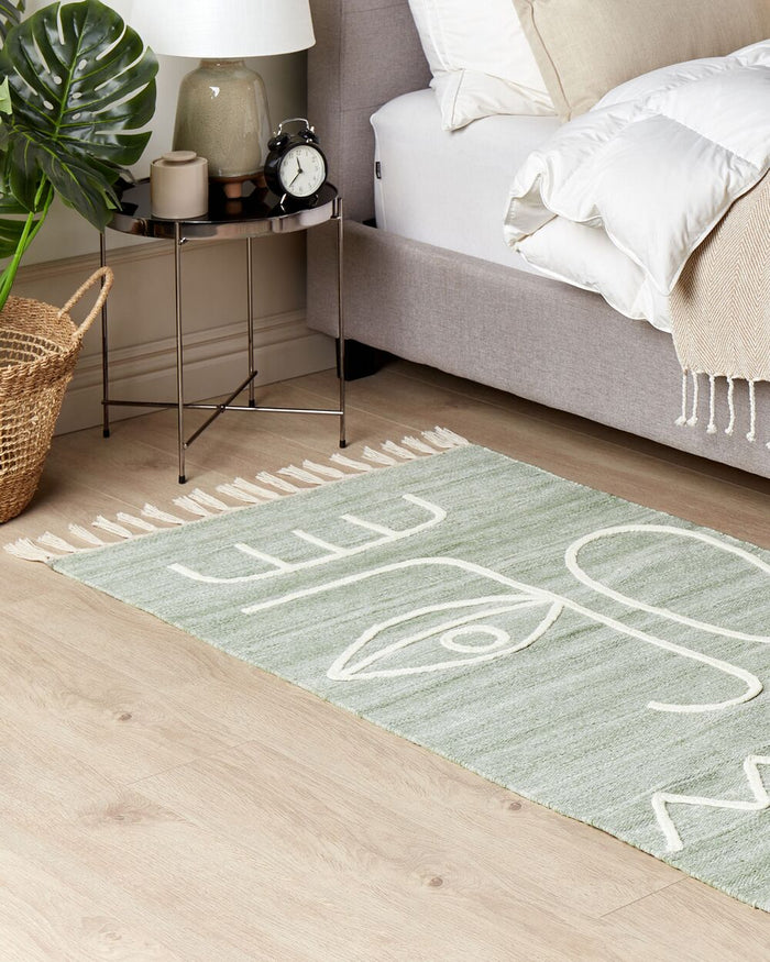 Tappeto grigio chiaro 80 x 150 cm poliestere con nappe stile boho soggiorno camera da letto