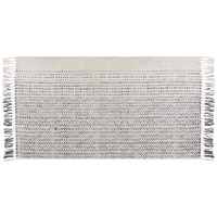 Tappeto Bianco e Grigio Lana Cotone 80 x 150 cm Tessuto a mano a trama piatta con nappe