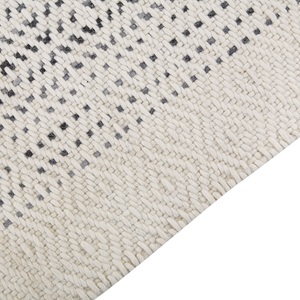 Tappeto Bianco e Grigio Lana Cotone 80 x 150 cm Tessuto a mano a trama piatta con nappe