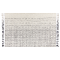 Tappeto Bianco e Grigio Lana Cotone 140x200 cm Tessuto a mano a trama piatta con nappe