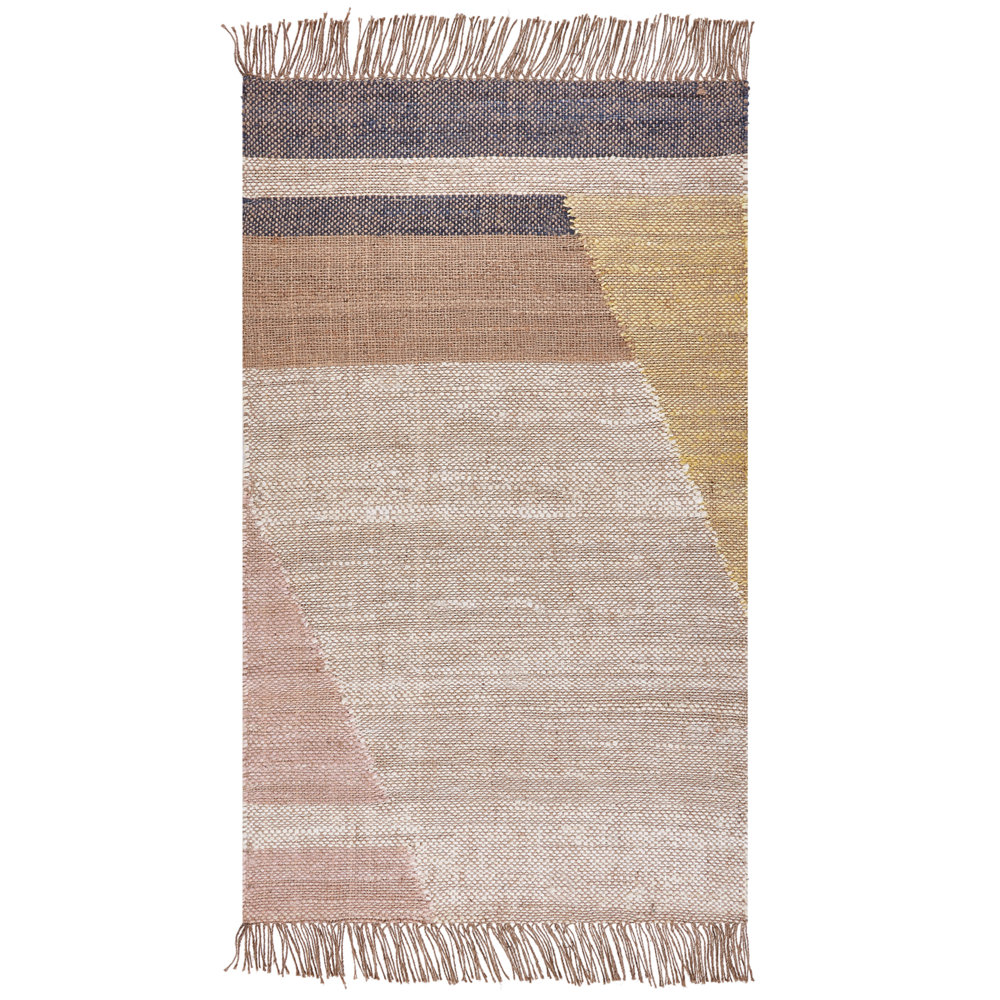 Tappeto Multicolore Juta Motivo Geometrico 80 x 150 cm Rustico Boho