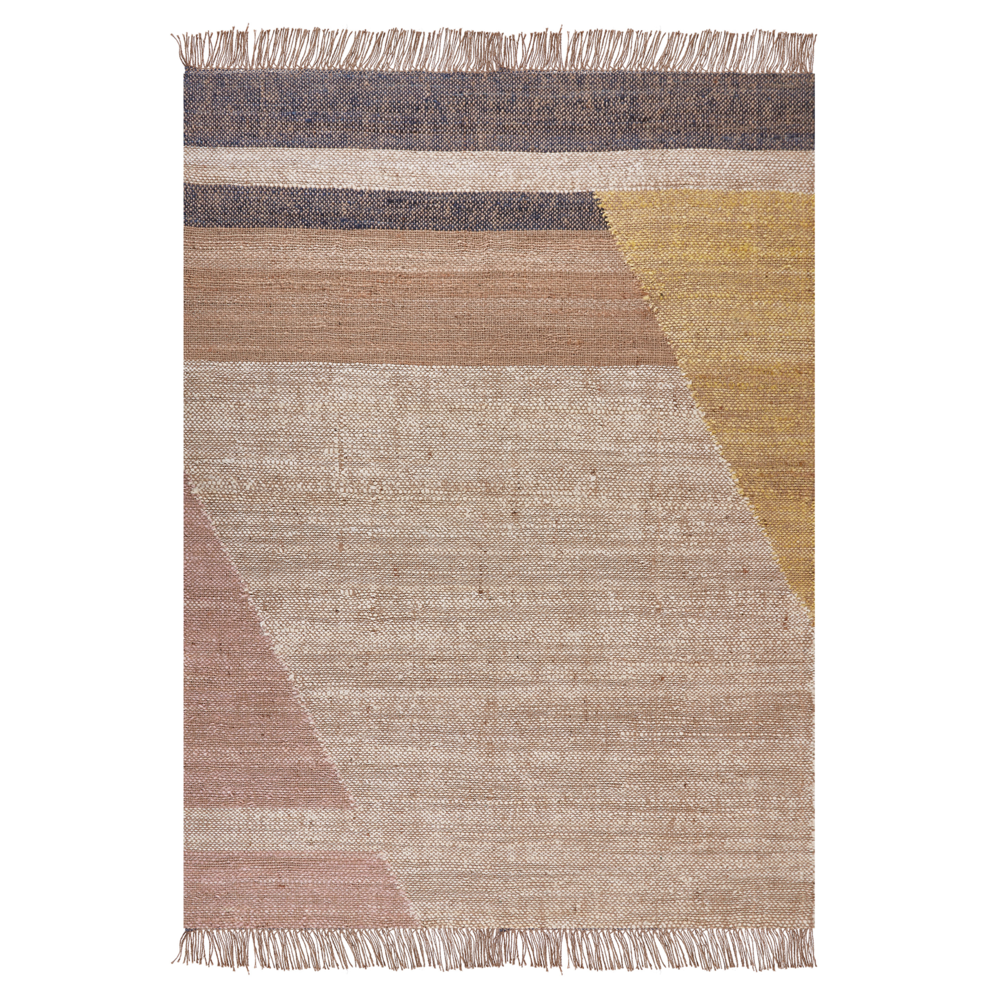 Tappeto Multicolore Juta Motivo Geometrico 140 x 200 cm Rustico Boho
