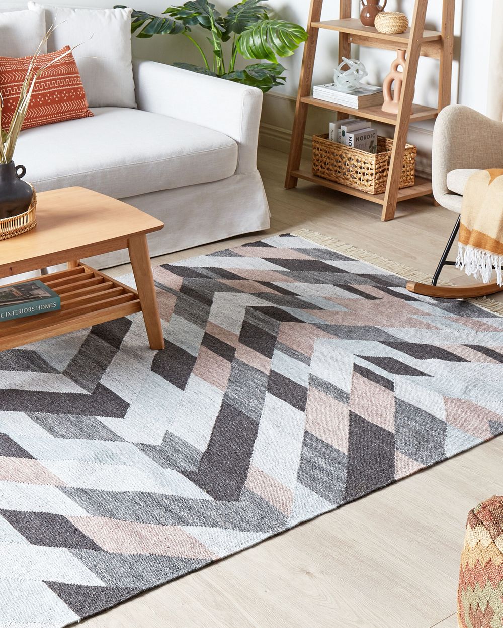 Tappeto di iuta multicolore 140 x 200 cm fatto a mano con nappe stile boho soggiorno camera da letto