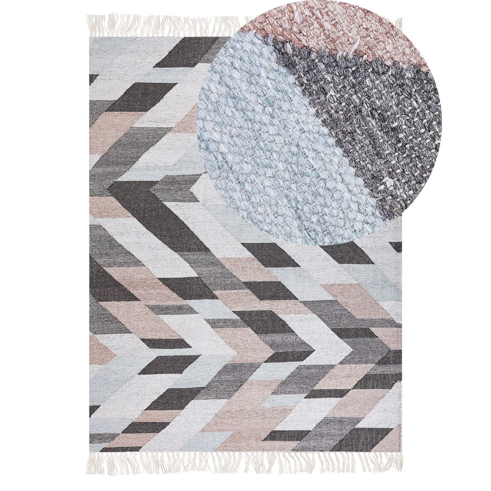 Tappeto di iuta multicolore 140 x 200 cm fatto a mano con nappe stile boho soggiorno camera da letto