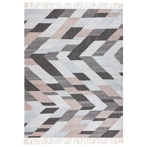 Tappeto di iuta multicolore 160 x 230 cm fatto a mano con nappe stile boho soggiorno camera da letto