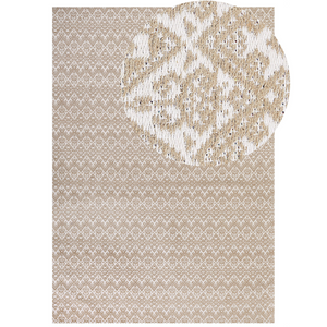 Tappeto area Beige Juta 160 x 230 cm Rettangolare con motivo geometrico a trama piatta Stile Boho Camera da letto Soggiorno