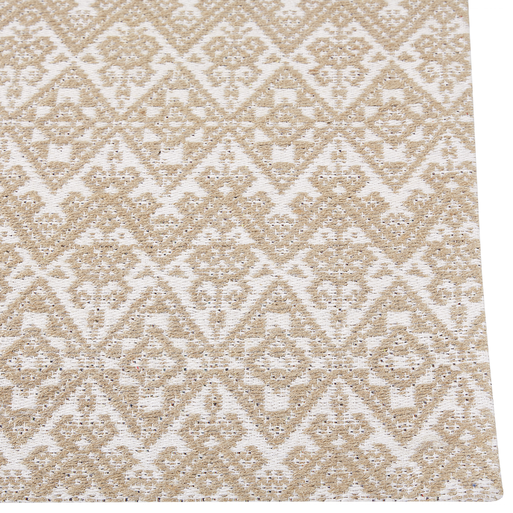 Tappeto area Beige Juta 160 x 230 cm Rettangolare con motivo geometrico a trama piatta Stile Boho Camera da letto Soggiorno