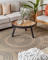 Tappeto da giardino beige e grigio in iuta 160 x 230 cm Rettangolare con motivo geometrico a trama piatta stile boho Camera da letto Soggiorno