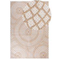 Tappeto da giardino beige e bianco in iuta 200 x 300 cm Rettangolare con motivo geometrico a trama piatta stile boho Camera da letto Soggiorno