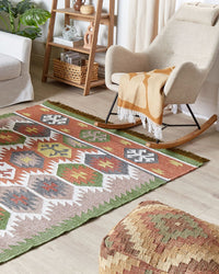 Tappeto a strisce multicolore in stile indiano 140 x 200 cm camera da letto soggiorno