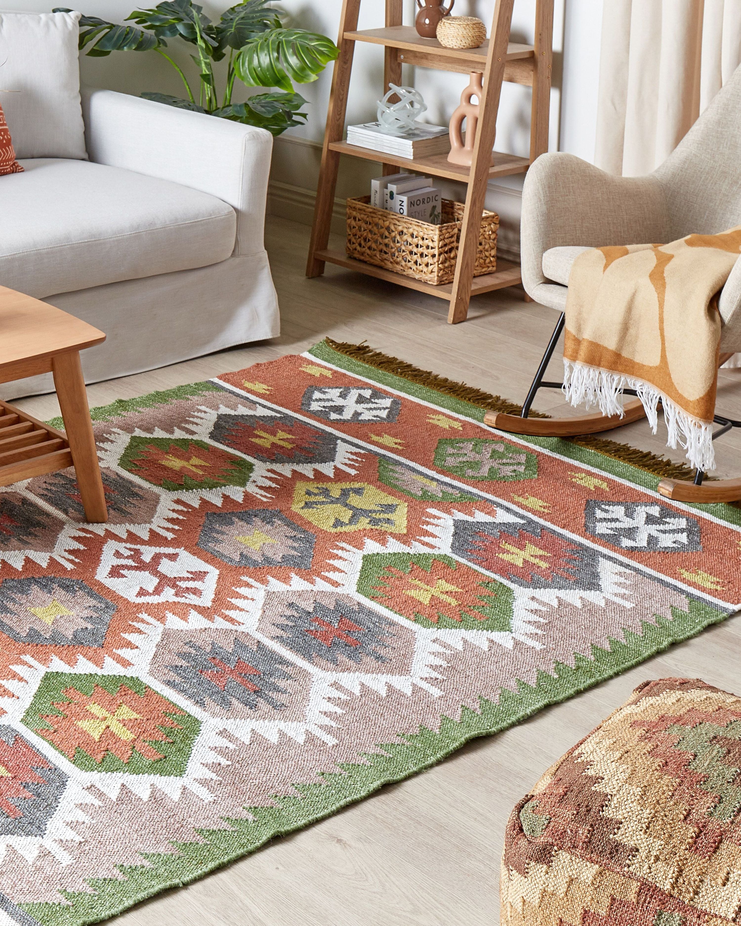 Tappeto a strisce multicolore in stile indiano 160 x 230 cm camera da letto soggiorno