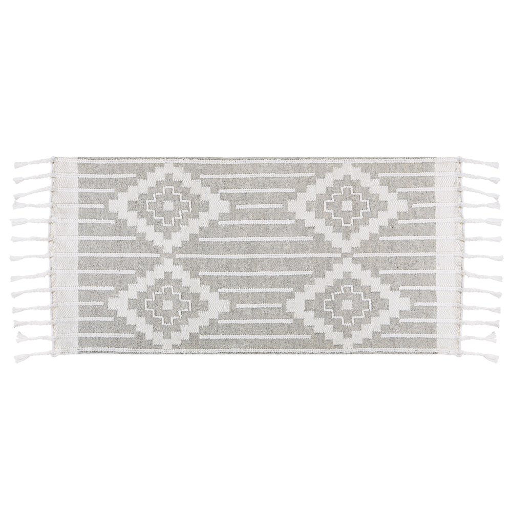 Tappeto grigio e bianco 80 x 150 cm Materiale sintetico Stile indiano per interni e per esterni