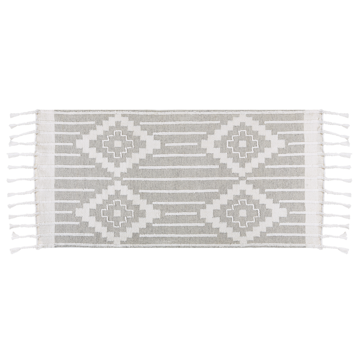 Tappeto grigio e bianco 80 x 150 cm Materiale sintetico Stile indiano per interni e per esterni