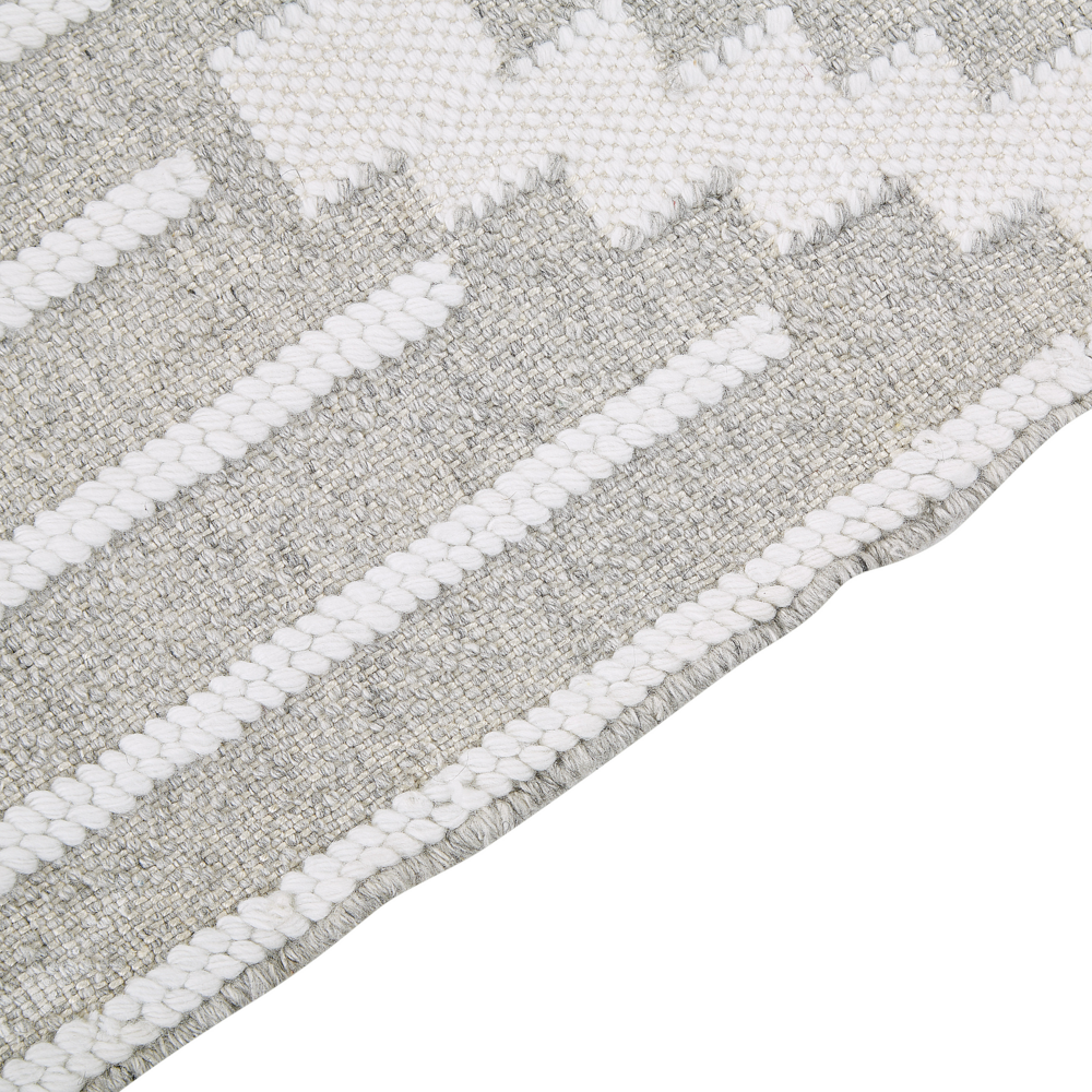 Tappeto grigio e bianco 80 x 150 cm Materiale sintetico Stile indiano per interni e per esterni