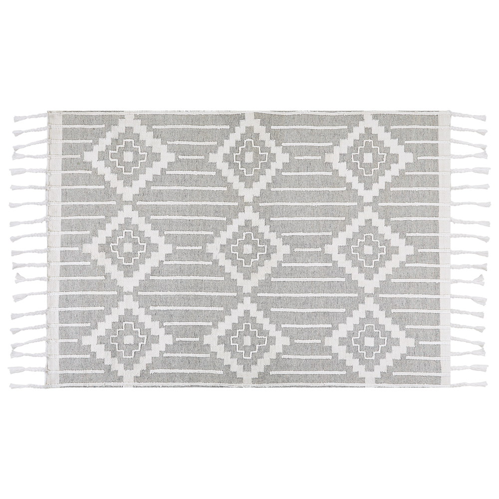 Tappeto grigio e bianco 160 x 230 cm Materiale sintetico Stile indiano per interni e per esterni