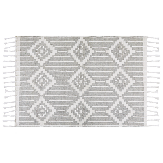 Tappeto grigio e bianco 160 x 230 cm Materiale sintetico Stile indiano per interni e per esterni