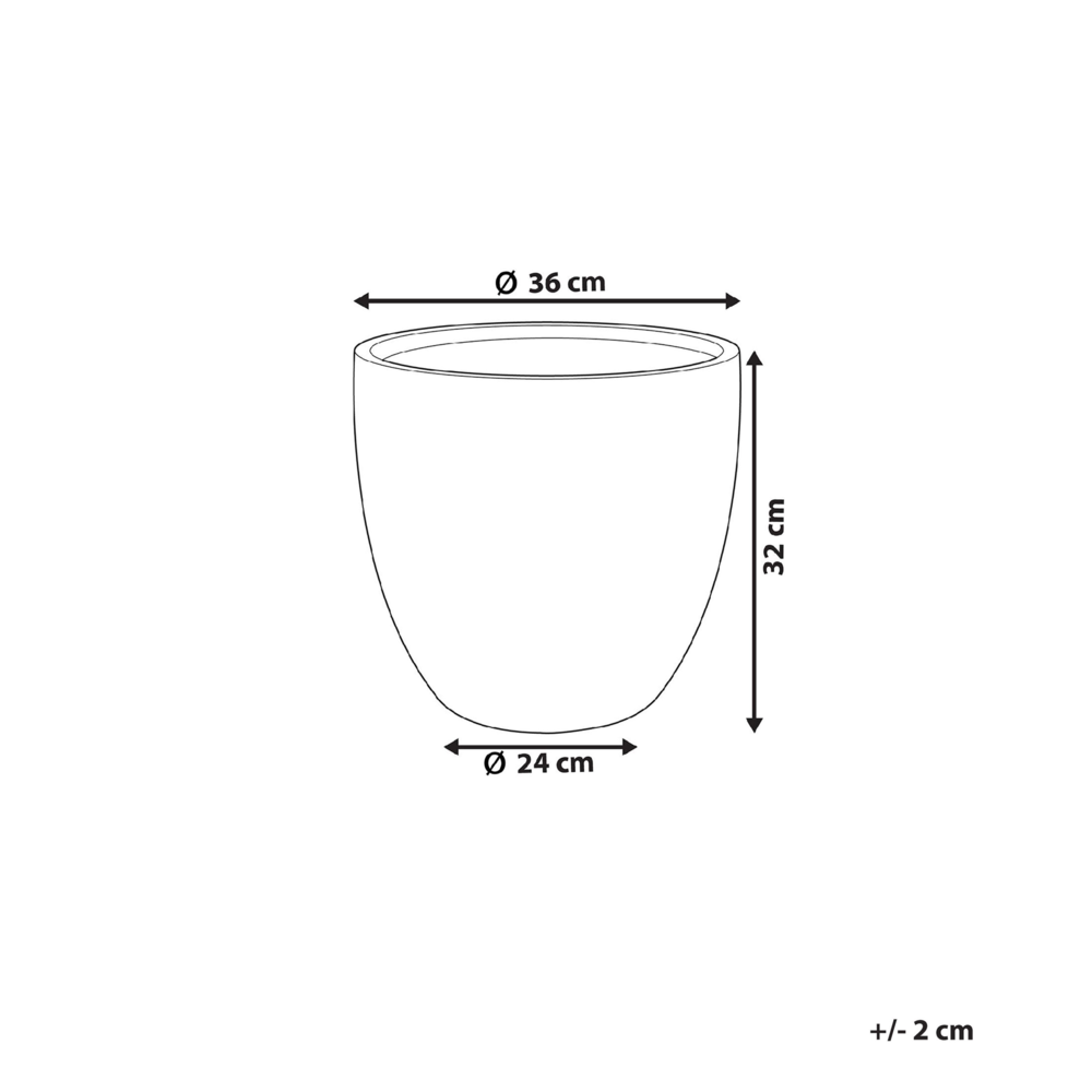 Vaso da fiori in argilla grigio scuro 36 x 36 x 32 cm per interni ed esterni resistente alle intemperie