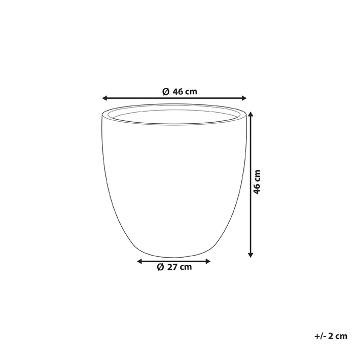 Vaso da fiori in argilla grigio 46 x 46 x 46 cm per interni ed esterni resistente alle intemperie