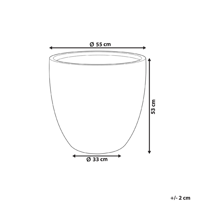 Vaso da fiori in argilla grigio 55 x 55 x 53 cm per interni ed esterni resistente alle intemperie