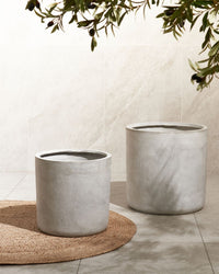Vaso per piante in argilla grigio 42 x 42 x 42 cm per interni ed esterni resistente alle intemperie
