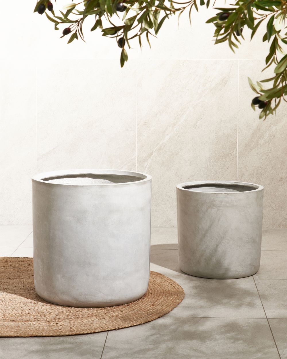 Vaso per piante in argilla grigio 51 x 51 x 50 cm per interni ed esterni resistente alle intemperie