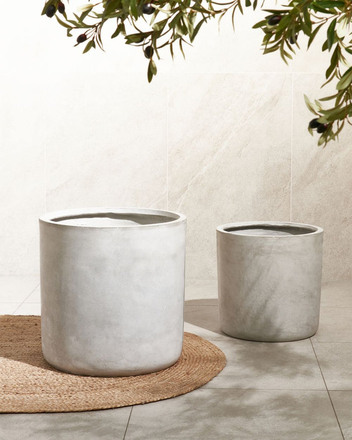 Vaso per piante in argilla grigio 51 x 51 x 50 cm per interni ed esterni resistente alle intemperie