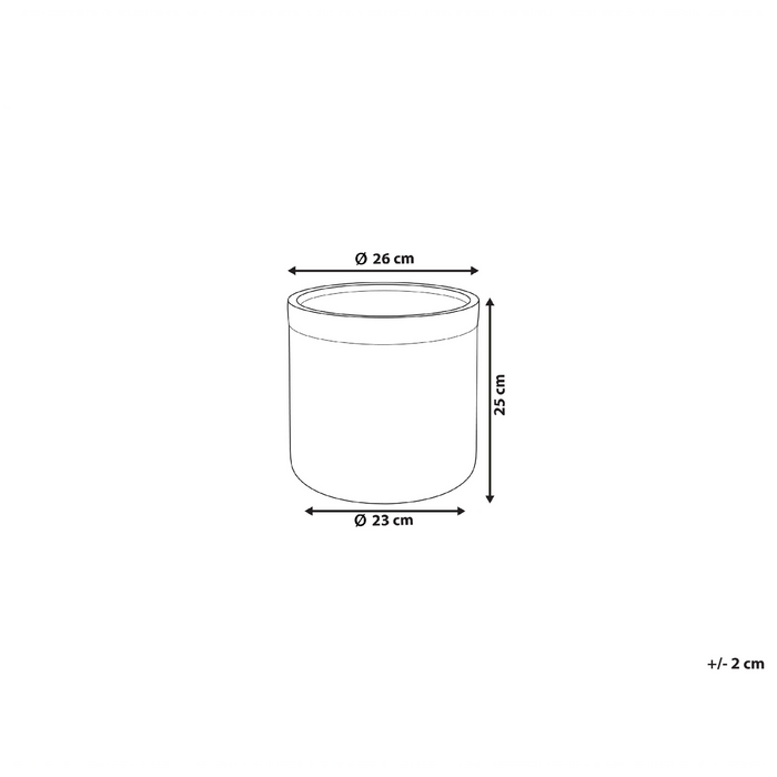 Vaso per piante in argilla grigio 26 x 26 x 25 cm per interni ed esterni resistente alle intemperie