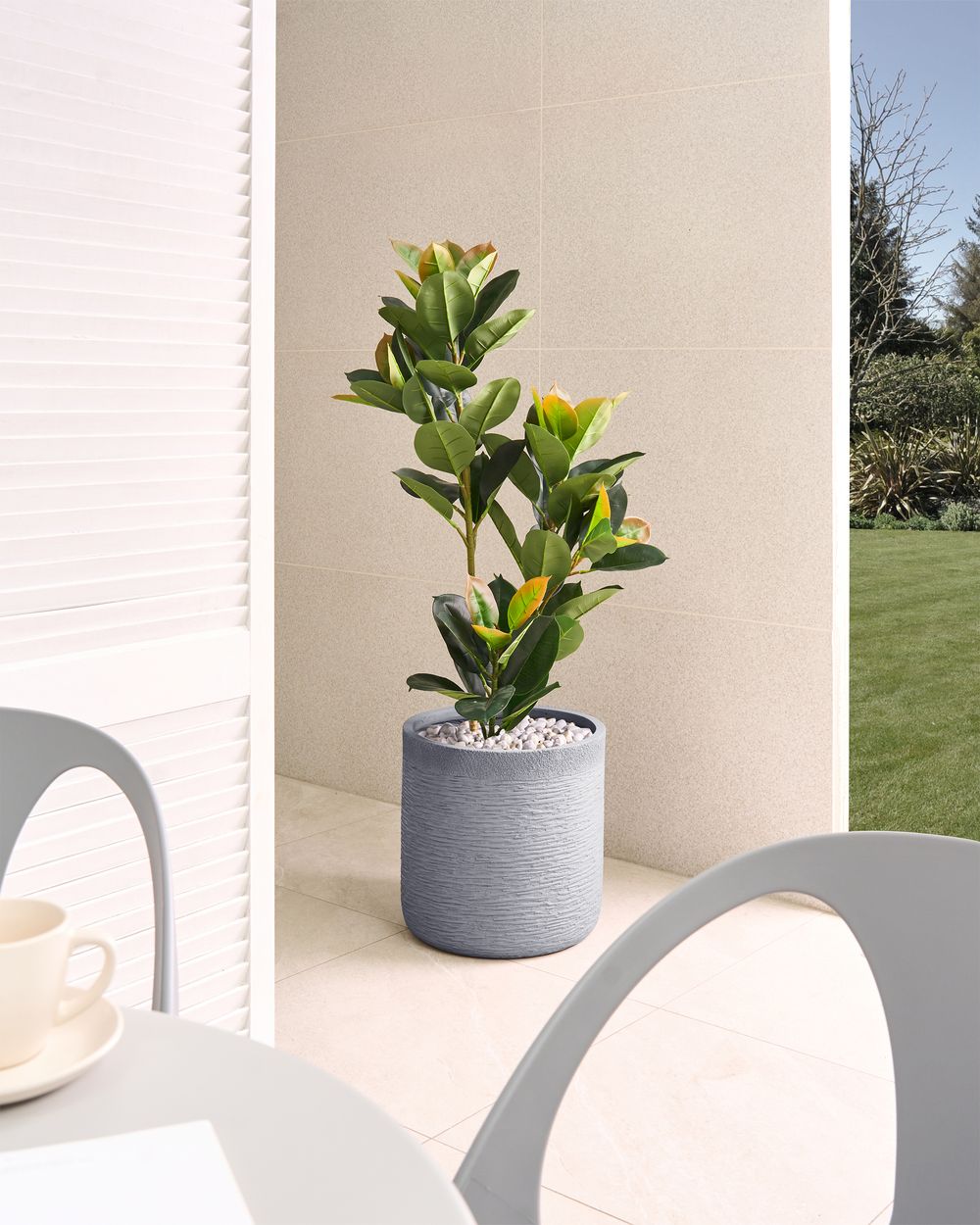 Vaso per piante in argilla grigio 42 x 42 x 41 cm per interni ed esterni resistente alle intemperie