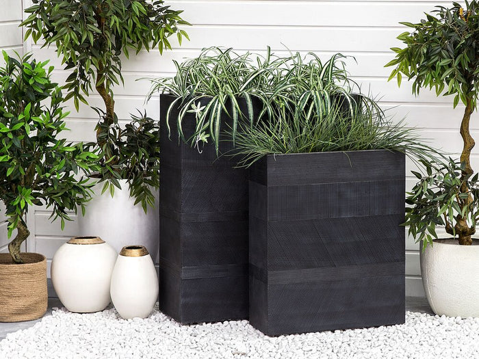 Vaso per piante rettangolare in argilla nera 80 x 30 x 22 cm per interni ed esterni