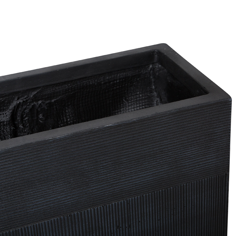Vaso per piante rettangolare in argilla nera 80 x 30 x 22 cm per interni ed esterni