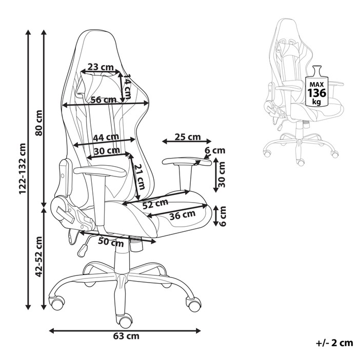 Sedia da gaming con braccioli e LED in ecopelle di colore nero da ufficio altezza regolabile moderno