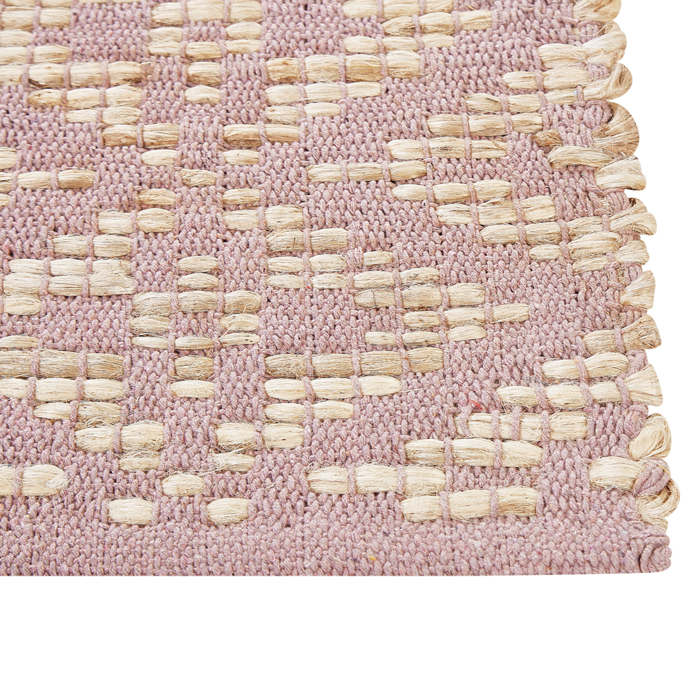 Tappeto rettangolare in cotone e iuta beige e rosa 160 x 230 cm soggiorno camera da letto