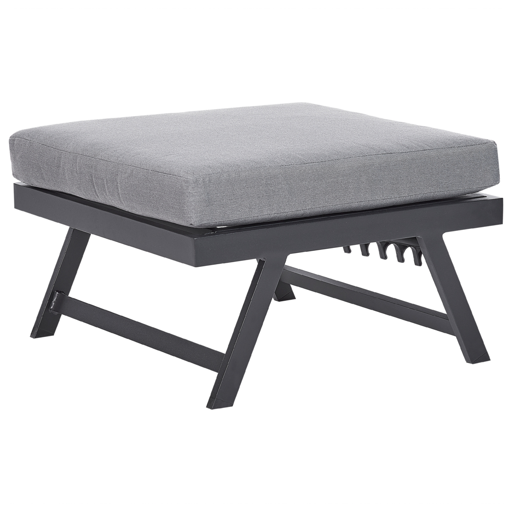 Set Divani Da Giardino 5 Posti grigio e nero Struttura Bianca Sedili Regolabili Tavolino Design Moderno