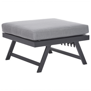 Set Divani Da Giardino 5 Posti grigio e nero Struttura Bianca Sedili Regolabili Tavolino Design Moderno