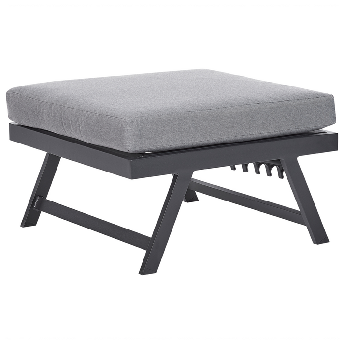 Set Divani Da Giardino 5 Posti grigio e nero Struttura Bianca Sedili Regolabili Tavolino Design Moderno