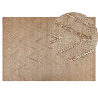 Tappeto in iuta beige con motivo a zigzag beige 140 x 200 cm fatto a mano soggiorno camera da letto stile boho