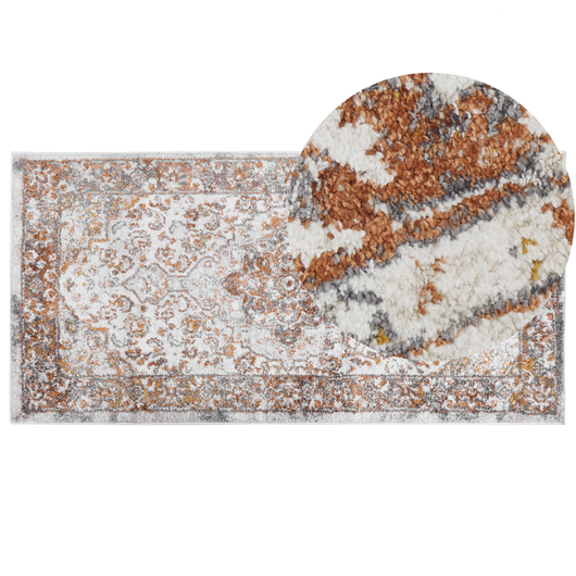 Tappeto Area Beige e Brown Materiale sintetico 80 x 150 cm Motivo orientale Supporto in iuta Vintage Tradizionale